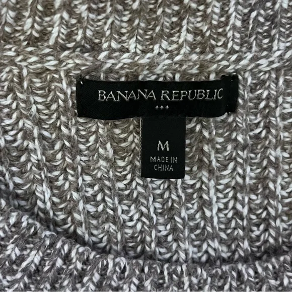 Banana Republic Men’s M Fisherman Sweater Cotton Wool Blend Marled Brown Heavy - Picture 4 of 5